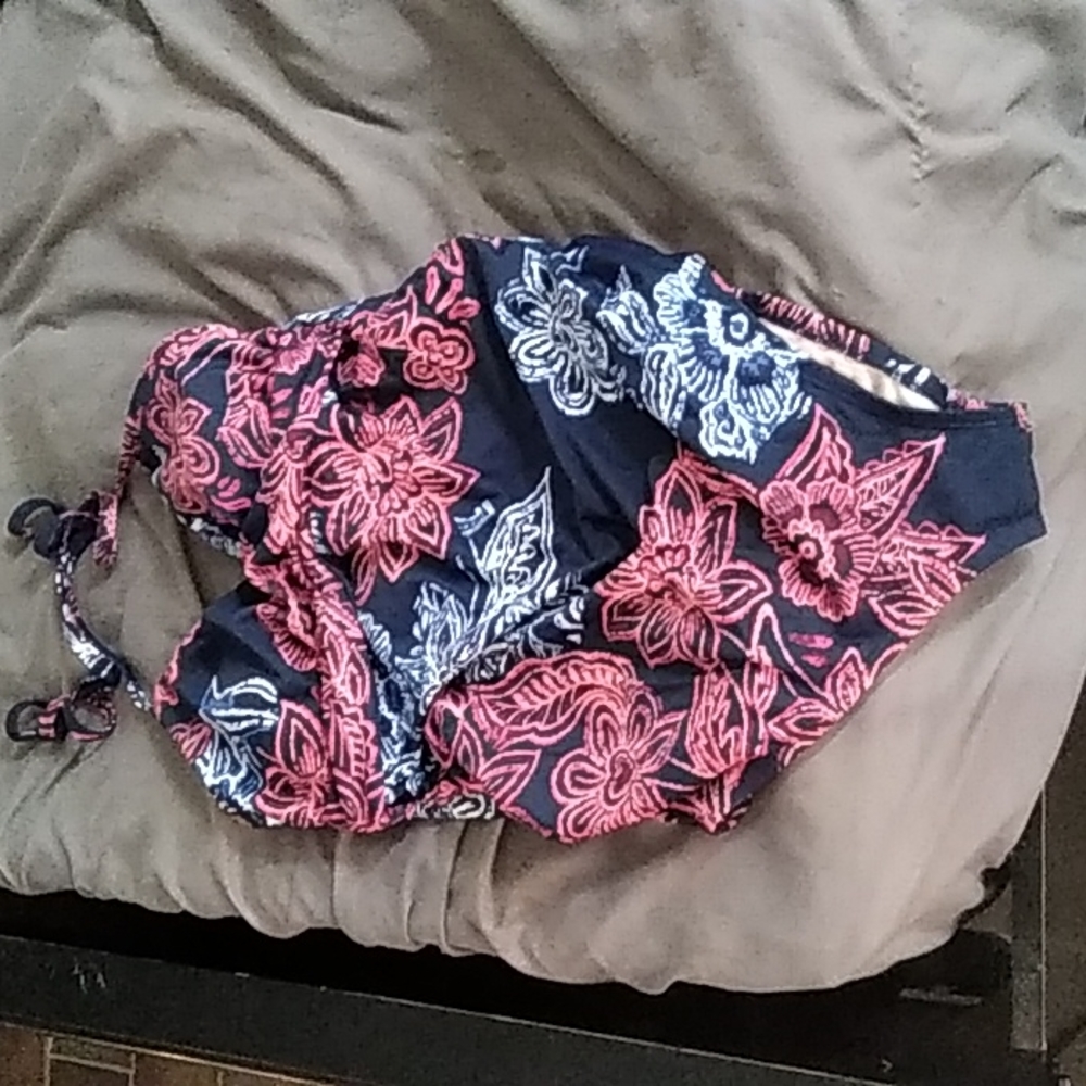 One piece bathing suite size small blue red and white